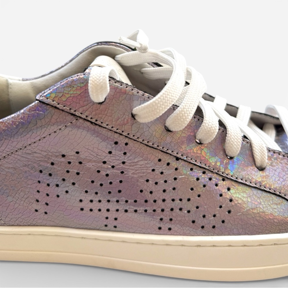 NWT P448 Leather Sneakers Women Size 9 Iridescent Low Top - Picture 5 of 13
